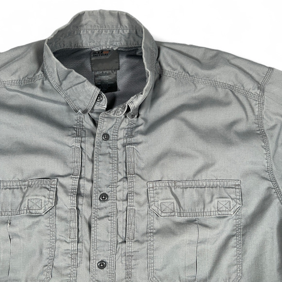 511 Tactical Shirt Adult 2XL XXL Gray Ripstop Utility Outdoor Durable Pockets - Picture 2 of 10